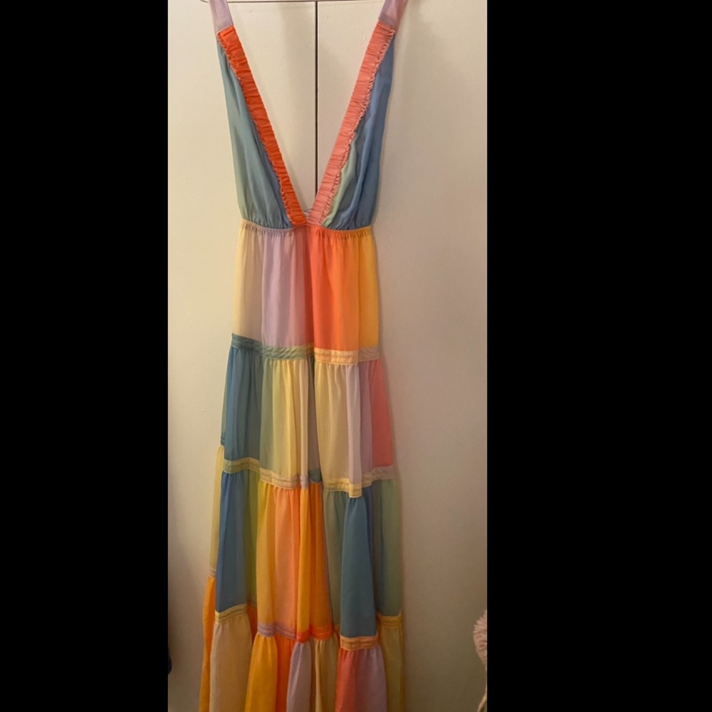 Unique Vintage Rainbow Maxi Dress NWT